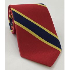 Navy Blue & Yellow Gold on Red Trad Special Stripe Silk Tie RST-4