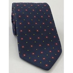 Red, White & Yellow On Midnight Blue Cashmere/Silk Jacquard Tie SCPT-2