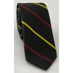 St John College, Oxford Stripe Silk Tie UKU-2 Yellow & Dark Red on Black