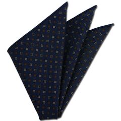 {[en]:Navy Pattern Challis Wool Pocket Square