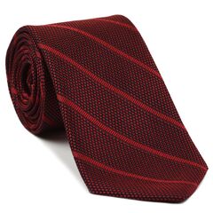 {[en]:Red Stripe On Midnight Blue With Red Grenadine Fina Stripe Silk Tie
