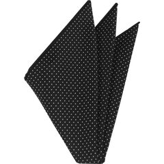 {[en]:White On Black Printed Pin Dot Silk Pocket Square