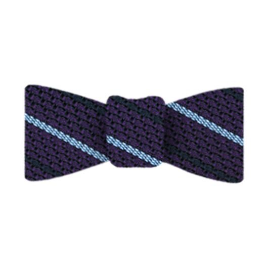 {[en]:Sky Blue And Midnight Blue On Purple Grenadine Grossa Stripe Silk Bow Tie