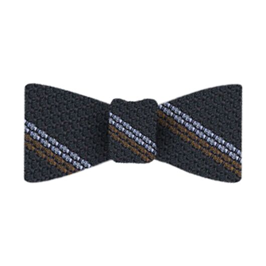 {[en]:Powder Blue & Brown Stripes On Midnight Blue Grenadine Bow Tie
