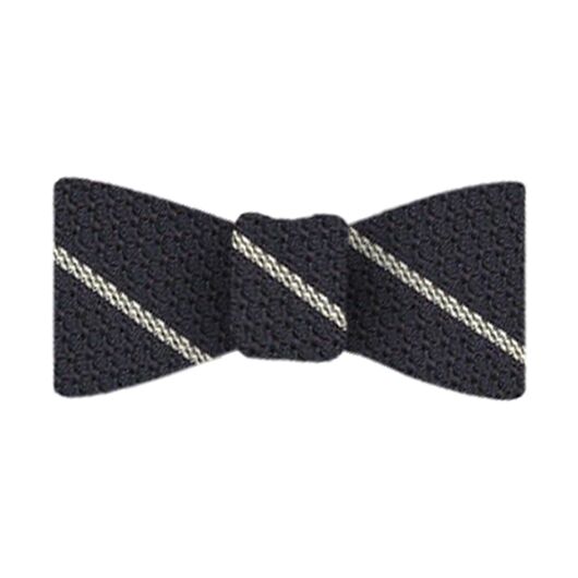 {[en]:Off White Stripe On Midnight Blue Grenadine Bow Tie