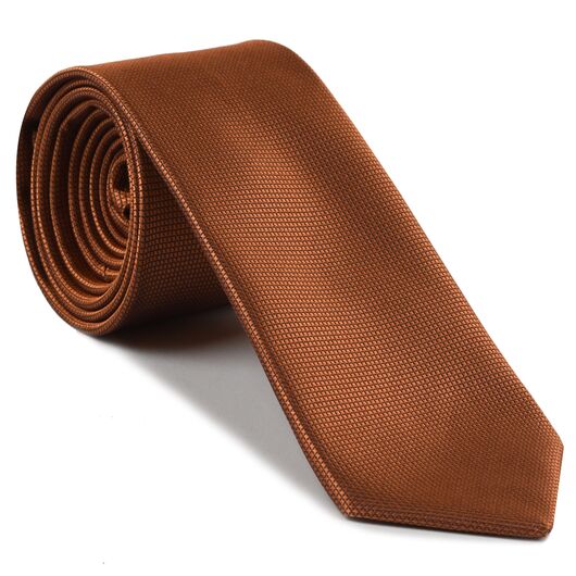{[en]:Burnt Orange Oxford Weave Silk Tie