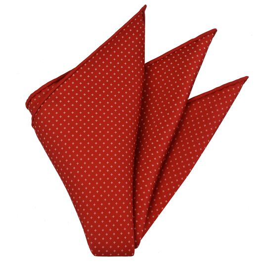 {[en]:Off-White on Red Macclesfield Print Silk Pocket Square