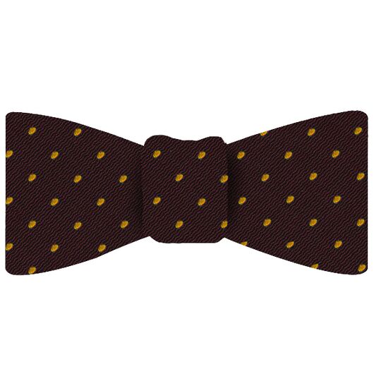 Yellow/Gold Dots on Burgundy Pin-Dot Silk Bow Tie #EPDBT-8