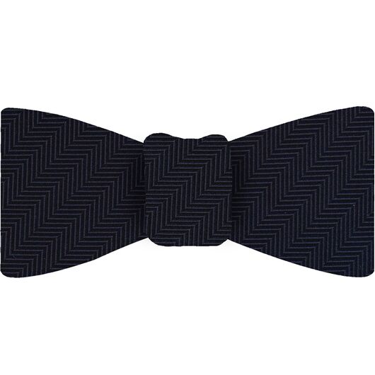 {[en]:Dark Navy Blue Herringbone Silk Bow Tie