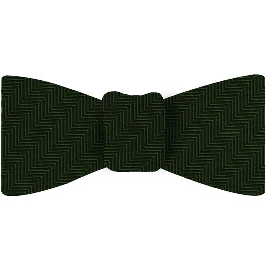 {[en]:Forrest Green Herringbone Silk Bow Tie