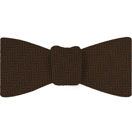 {[en]:Chocolate Herringbone Silk Bow Tie