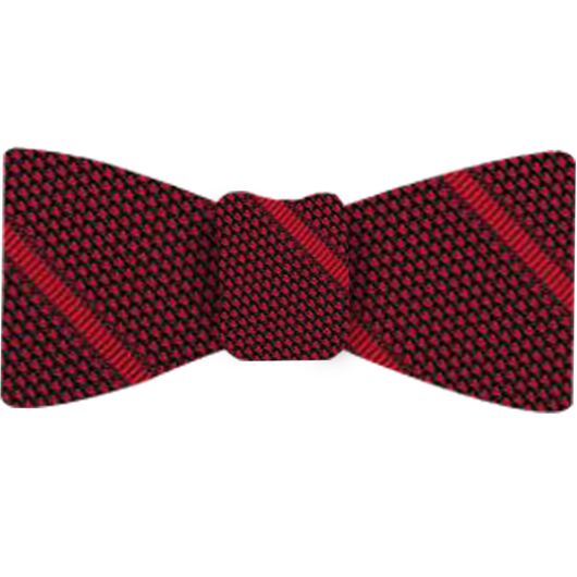 {[en]:Red Stripe On Midnight Blue With Red Grenadine Fina Stripe Silk Bow Tie