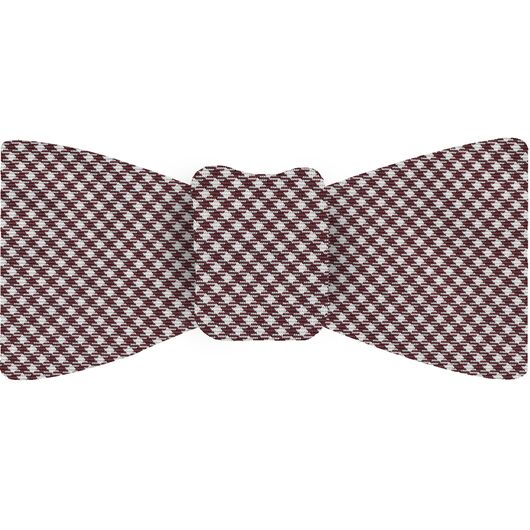 {[en]:Burgundy & White Shepherd's Check Silk Bow Tie