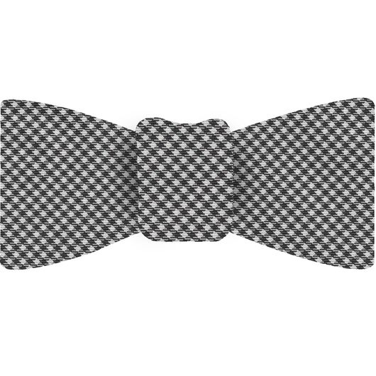{[en]:Black & White Shepherd's Check Silk Bow Tie