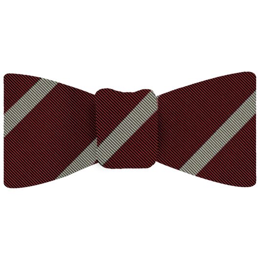 {[en]:Off-White on Dark Red Mogador Striped Bow Tie