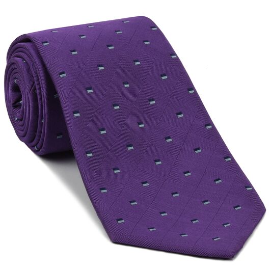 {[en]:Midnight Blue & Powder Blue on Purple English Geometric Silk Tie