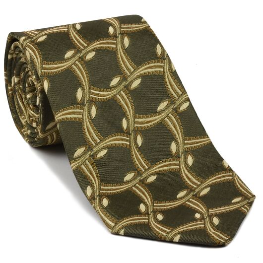 {[en]:Gold, Yellow Gold, Light Yellow & Black Pattern Silk Tie