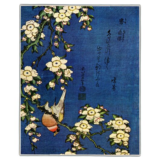 {[en]:Bullfinch and Drooping Cherry Hokusai Print Pocket Rectangle