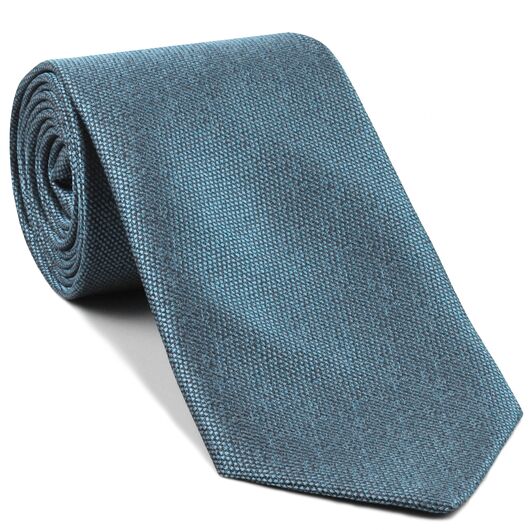 {[en]:Silver Blue Mulberrywood Weave Silk Tie