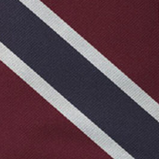 {[en]:Burgundy, Navy Blue & White Reppe Stripe Silk Pocket Square