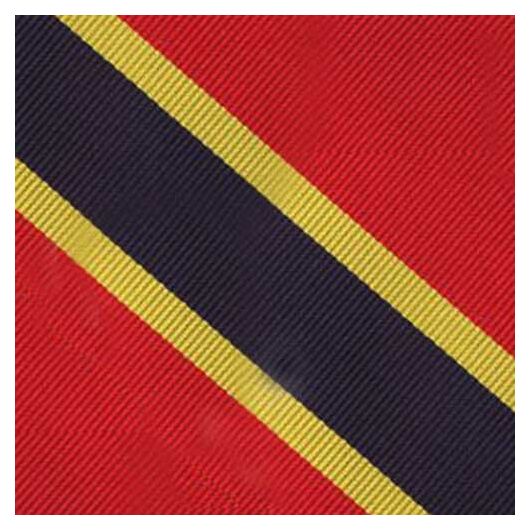 {[en]:Navy Blue & Yellow Gold on Red Trad Special Stripe Silk Pocket Square