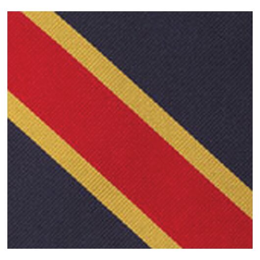 {[en]:Red & Yellow/Gold on Navy Blue Trad Special Stripe Silk Pocket Square