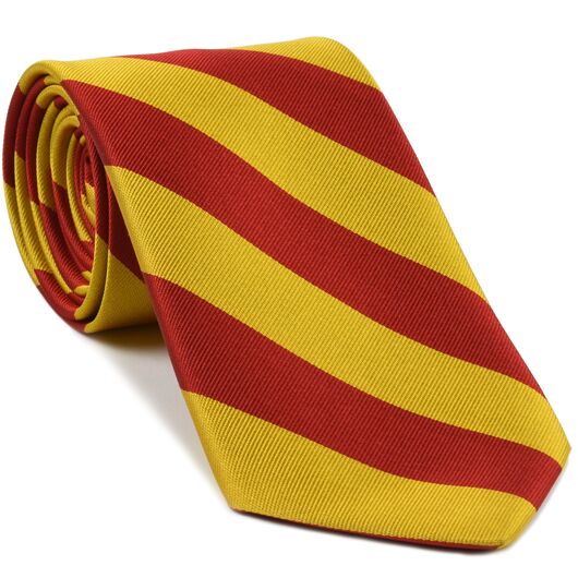 {[en]:Red & Yellow Gold Stripe Silk Tie