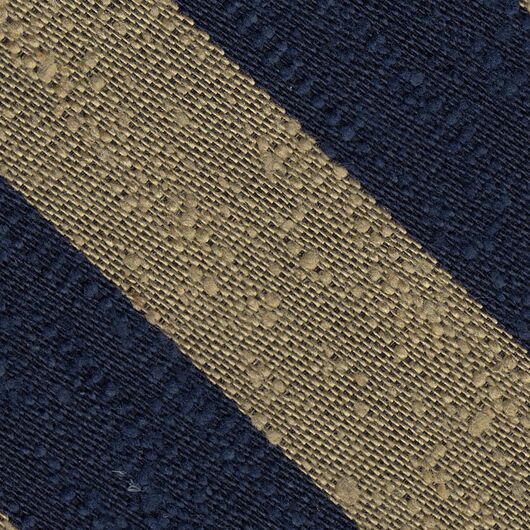 {[en]:Navy Blue & Sand Shantung Wide Stripe Silk Pocket Square