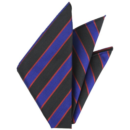 Blue, Black & Red Stripe Silk Pocket Square #VPS-14