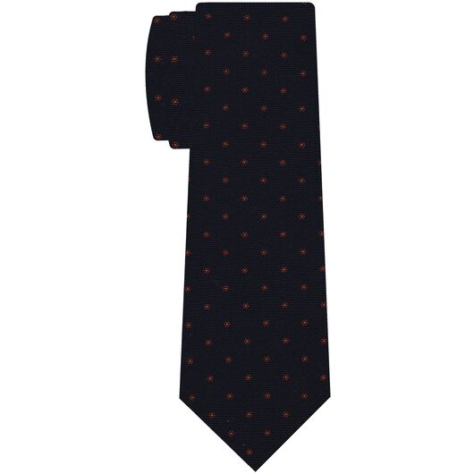 Red & Off-White on Midnight Blue Macclesfield Printed Silk Tie #MCT-584