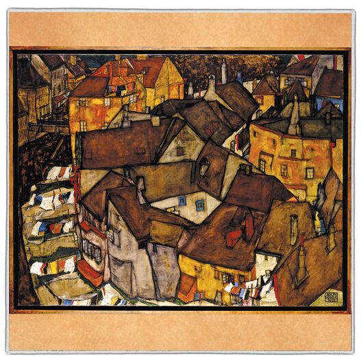 Crescent of Houses Egon Schiele Pocket Square #7A