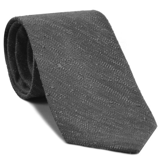 Charcoal Gray Shantung Solid Silk Tie SHSOT-3