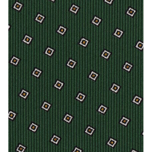 {[en]:Burnt Orange & Off-White on Forest Green Pattern Silk Tie