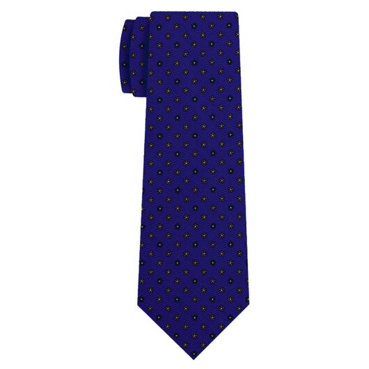 Brown Off White Black on Purple Blue Print Silk Tie MCT-653