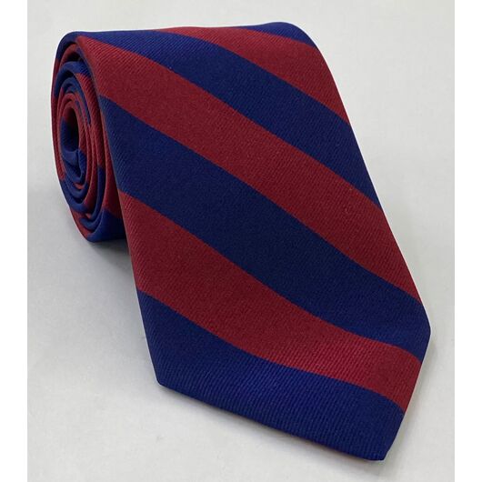 Household Cavalry Stripe Silk Tie 39 Dark Red & Navy Blue