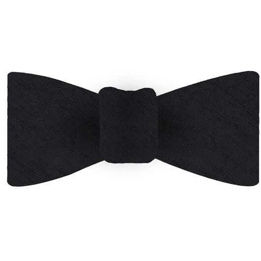 {[en]:Black Shantung Solid Silk Bow Tie