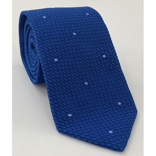 Blue Grenadine Grossa with Sky Blue (Hand Sewn) Pin Dots Silk Tie #GGDT-13 (3)