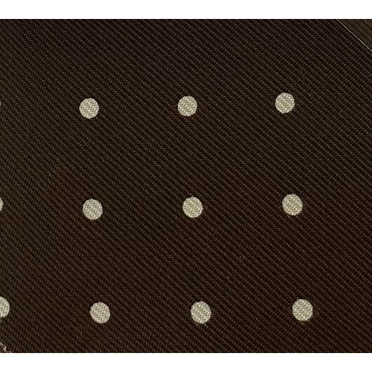 Macclesfield Printed Silk Tie Off-White on Dark Brown MCDT-53