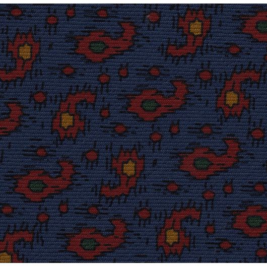 {[en]:Red, Orange, Blue & Green on Slate Blue Macclesfield Printed Wool Tie