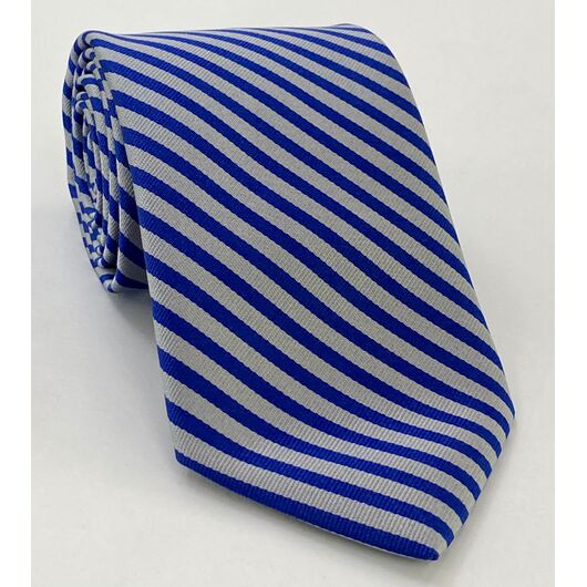Inner Temple Striped Silk Tie UKL-3  Royal Blue & Silver Gray