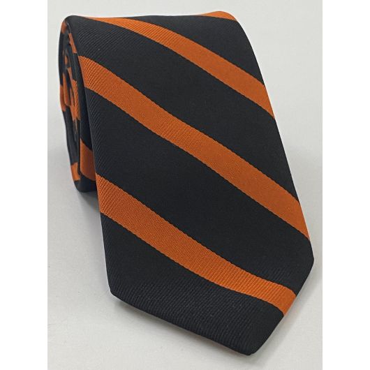 Princeton University Stripe Silk Tie #ACO-54 (Black & Orange)