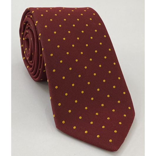 Yellow/Gold Dots on Maroon Pin-Dot Silk Tie EPDT-12