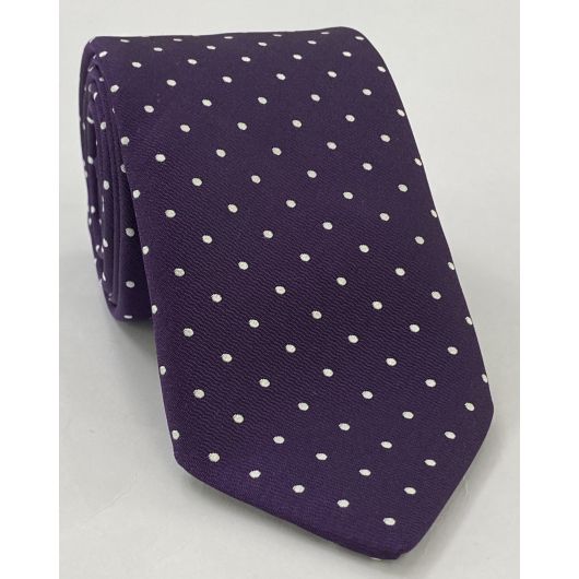 White Dots on Purple Pin-Dot Silk Tie #EPDT-9