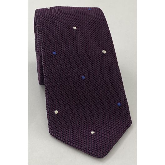 Dark Purple/Black Grenadine Fina Silk Tie (1,4) - Hand Sewn Pin Dots Silk Tie GFDT-35