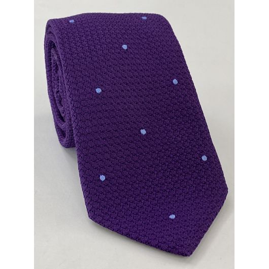 Purple Grenadine Grossa with Sky Blue (Hand Sewn) Pin Dots Silk Tie #GGDT-34 (3)