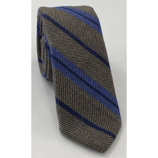 Light Lavender & Navy Blue Stripes on Camel Wool Tie GSWT-10