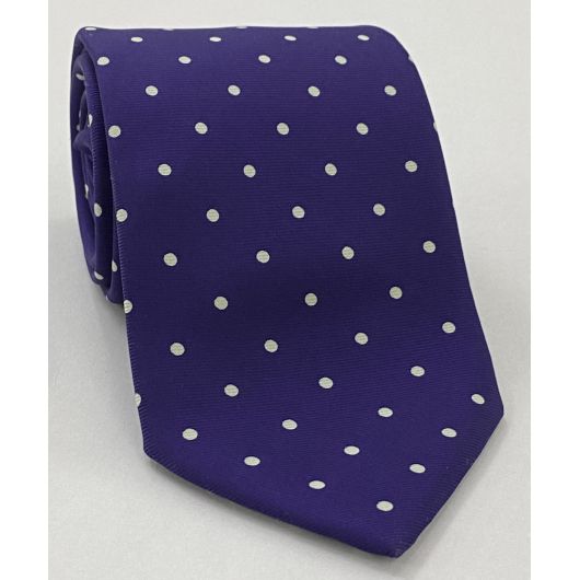 White On Purple Printed Dot Silk Tie MCDT-4
