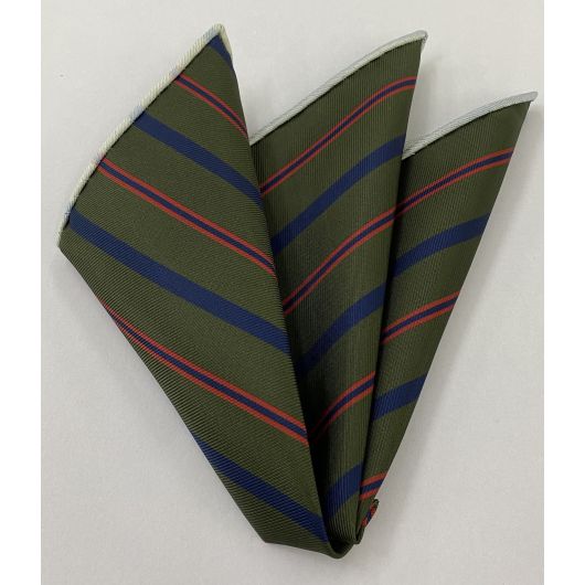 Modern Madder Print Stripe Silk Pocket Square MMSP-17