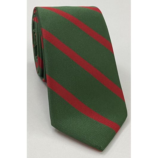 60th Foot the King's Royal Rifle Corps Stripe Silk Tie RGT-42 Red on Forest Green