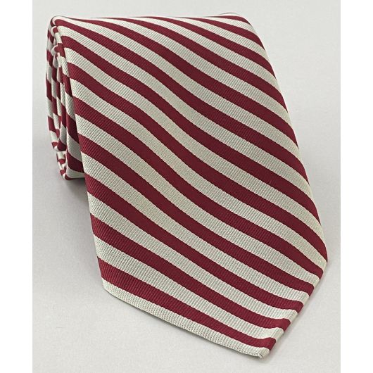 Middle Temple Striped Silk Tie UKL-5  Dark Red & Silver
